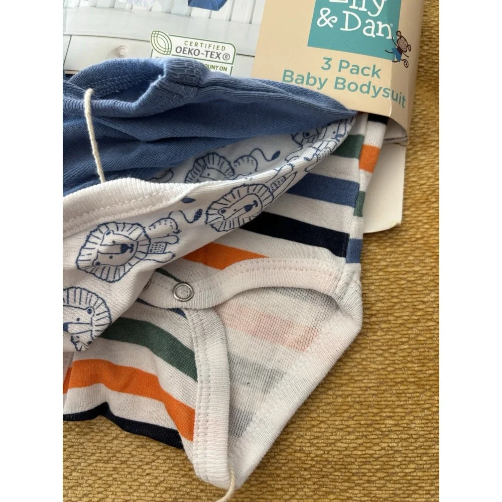 Baby Bodysuit Lily & Dan Unisex Baby Newborn 3-Pack Long Sleeve Cotton Knit